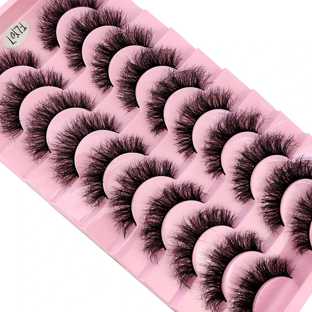 10 Pairs Faux Mink 3D Curly Eyelashes – Handmade Natural Look