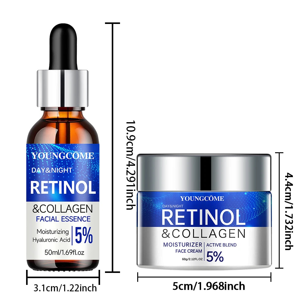 Retinol Cream Serum Combo Set Locks In Moisture Repairs Skin Smoothes Wrinkles Increases Elasticity For Younger Healthier Skin