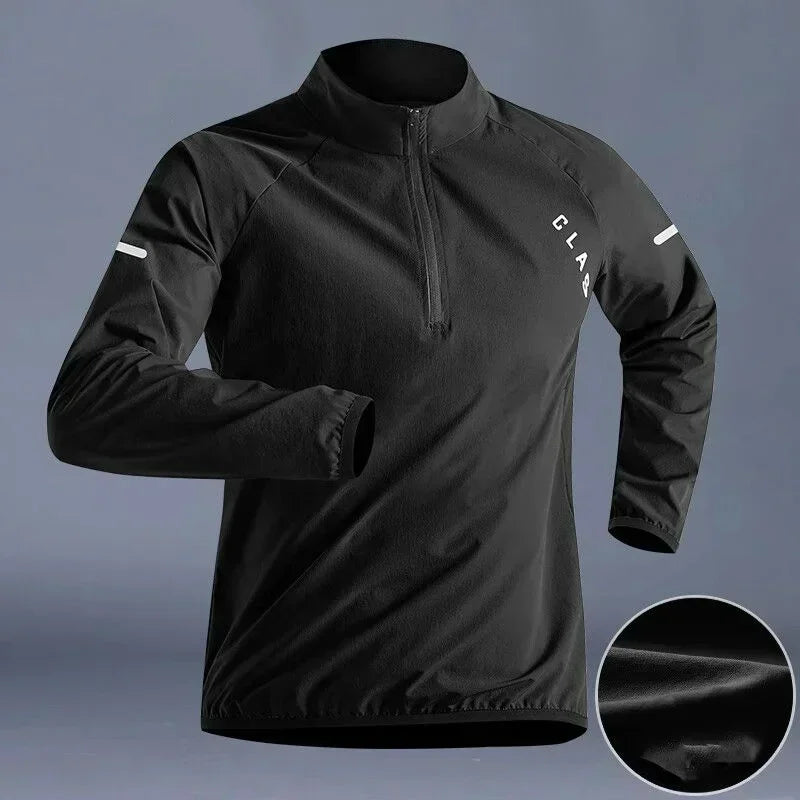 Quick-Dry Men's Autumn Sports T-Shirt – Half Zip, Breathable