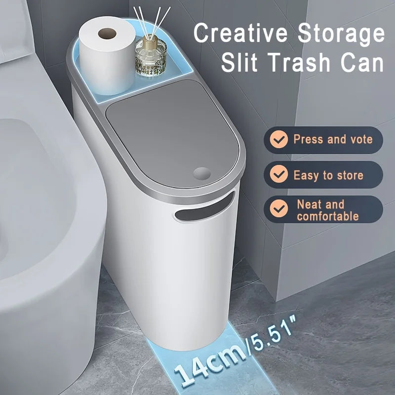 10L Silent Closed Bathroom Garbage Bin – Space-Saving & Stylish