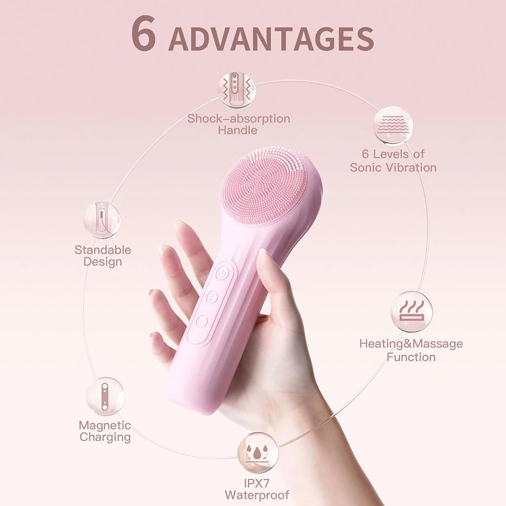 Sonic Waterproof Facial Cleansing Brush – Rechargeable & Exfoliating