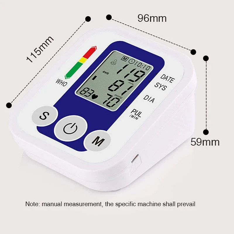 Portable Tonometer Digital Tensiometer Heart Rate Monitor Arm Blood Pressure Monitor BP Equipment Automatic Professional Medical