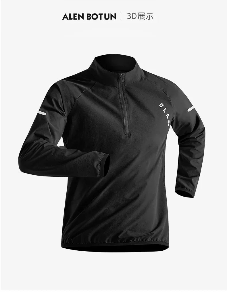Quick-Dry Men's Autumn Sports T-Shirt – Half Zip, Breathable