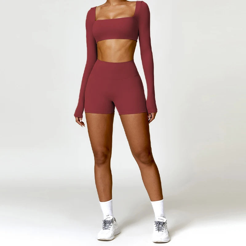 Women's 2PCS Quick-Dry Yoga Set – Long Sleeve Sports Shirt & Leggings
