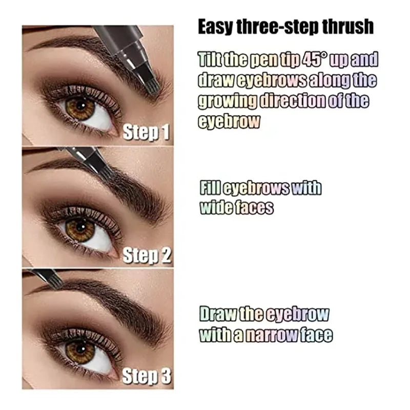 5-Color Waterproof Microblading Eyebrow Pen – 4-Tip Precision