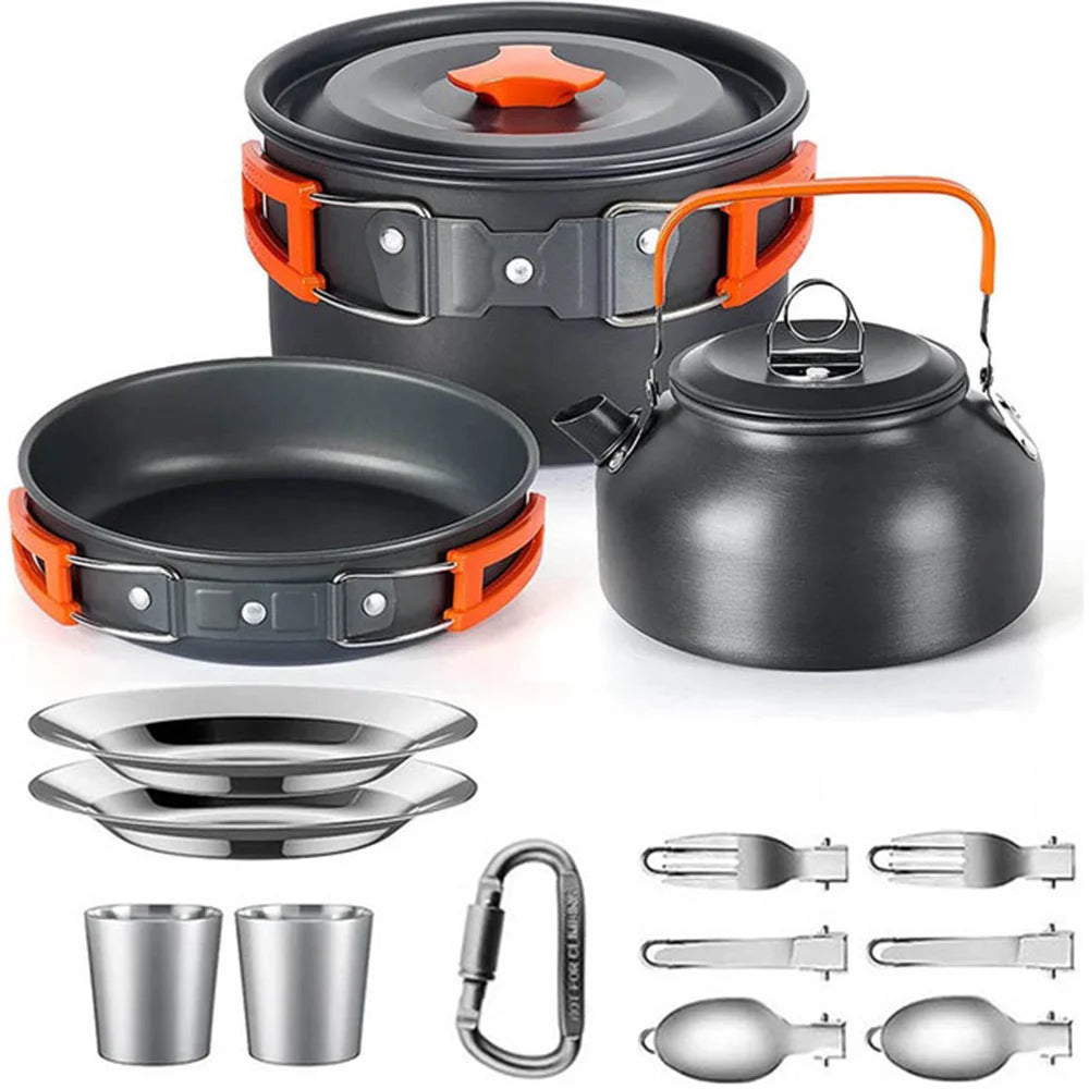 : Camping Cookware & Tableware Set – Non-Stick Outdoor Cooking Kit (2-3 People)