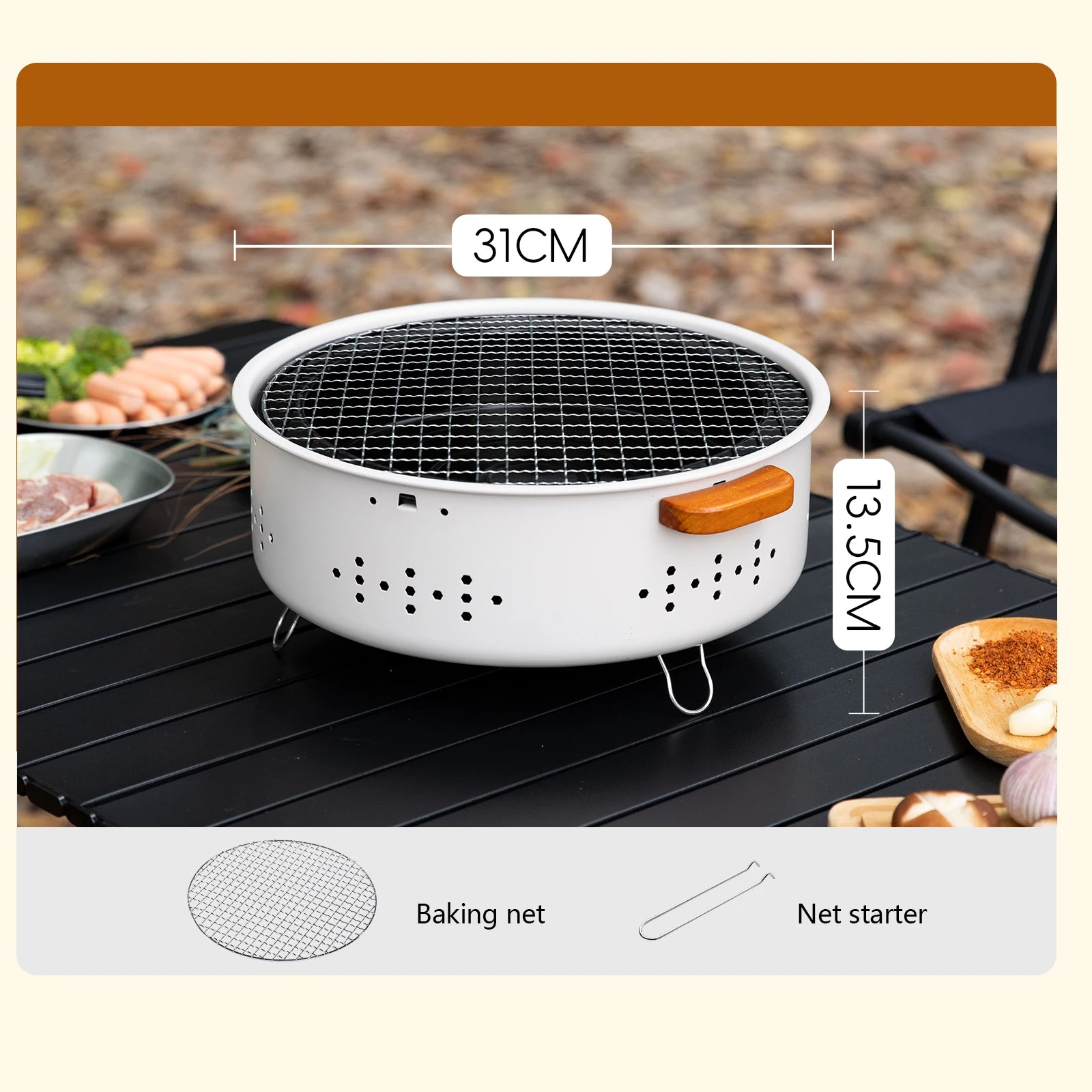 BISINNA Outdoor Fire Pit – Multi-Functional BBQ Grill for Camping & Bonfires