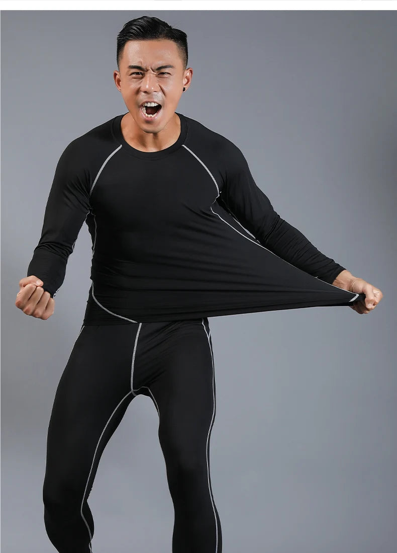 Men's Compression Workout Set – Long Sleeve & Tights