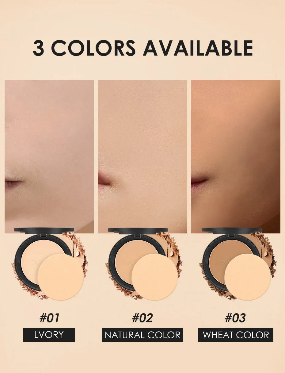 : FOCALLURE 3-Color Pressed Powder Foundation – Oil Control & Brightening