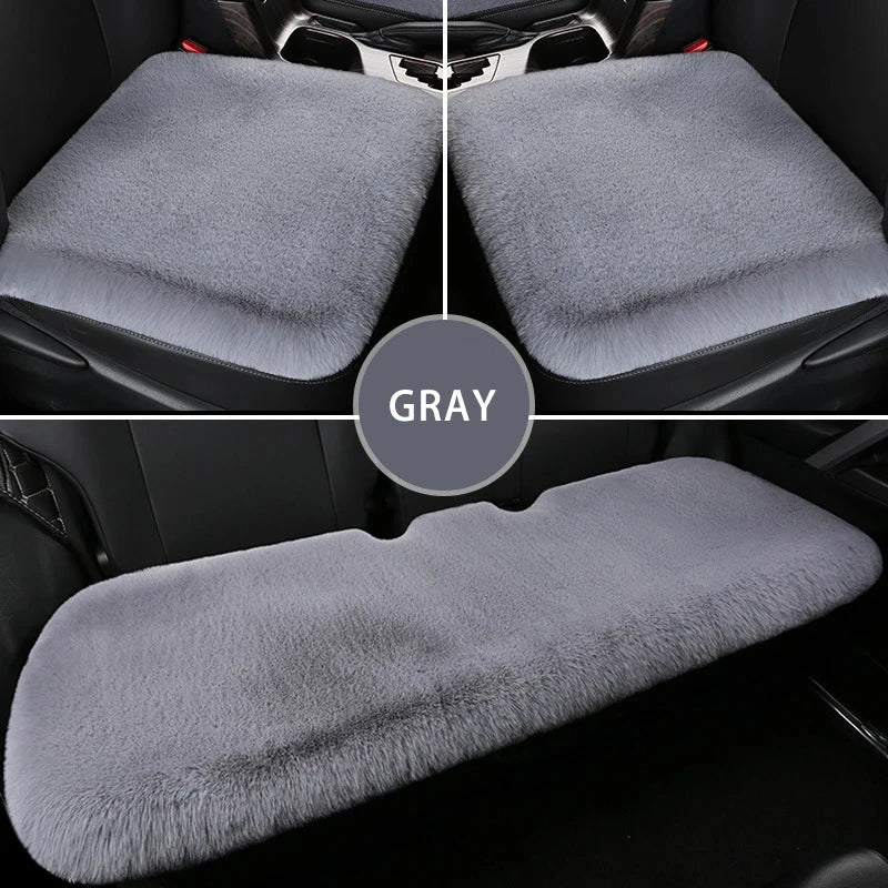 Winter Plush Rabbit Fur Car Seat Cushion – Ultra-Soft & Warm