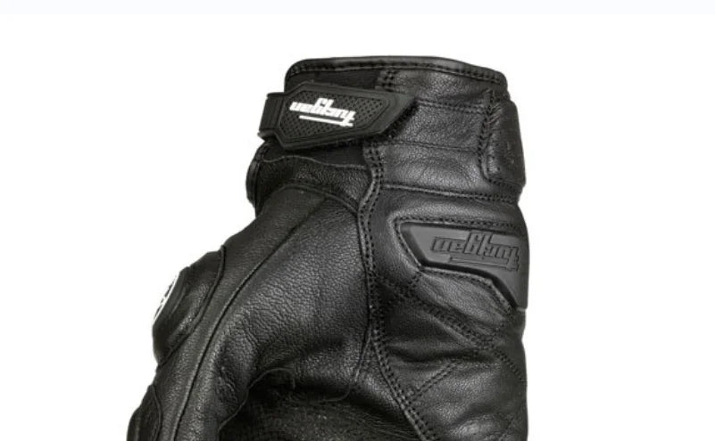 Motorcycle Gloves Black Racing Genuine Leather: