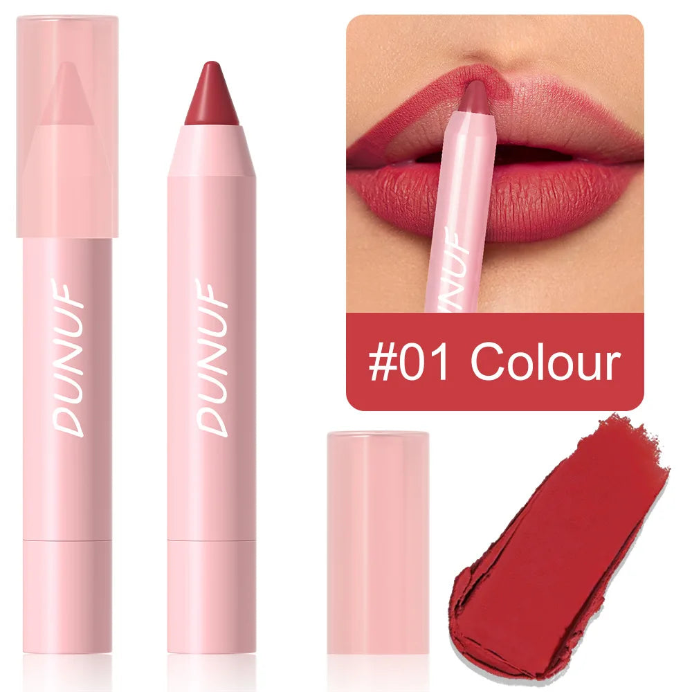 18-Colors Lipstick Pencil - Waterproof Sexy Red Matte Lip Contour Tint