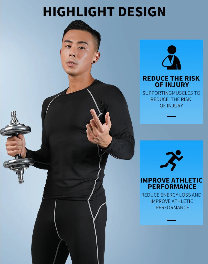 Men's Compression Workout Set – Long Sleeve & Tights