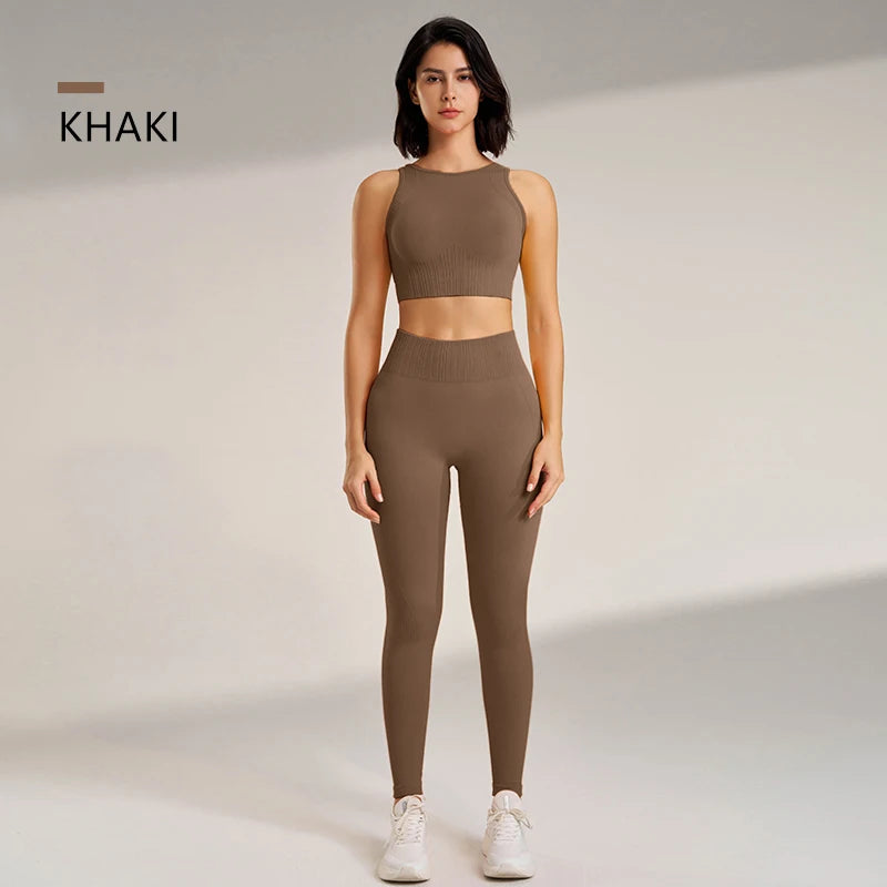 Women's Seamless Yoga Set – High-Waisted Leggings & Top