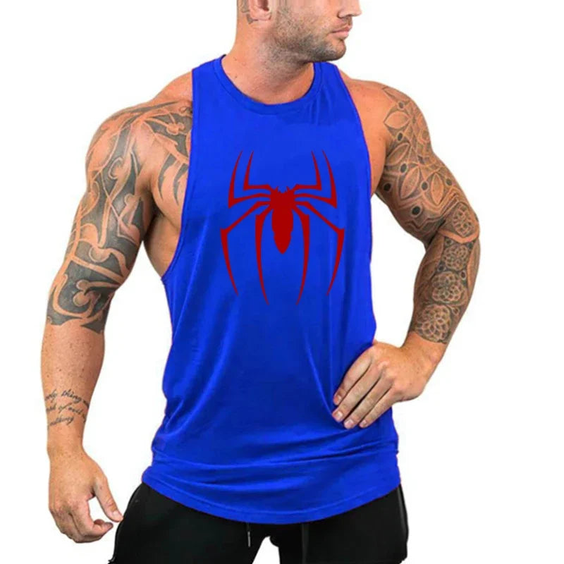 Men's Red Spider Printed Gym Tank Top