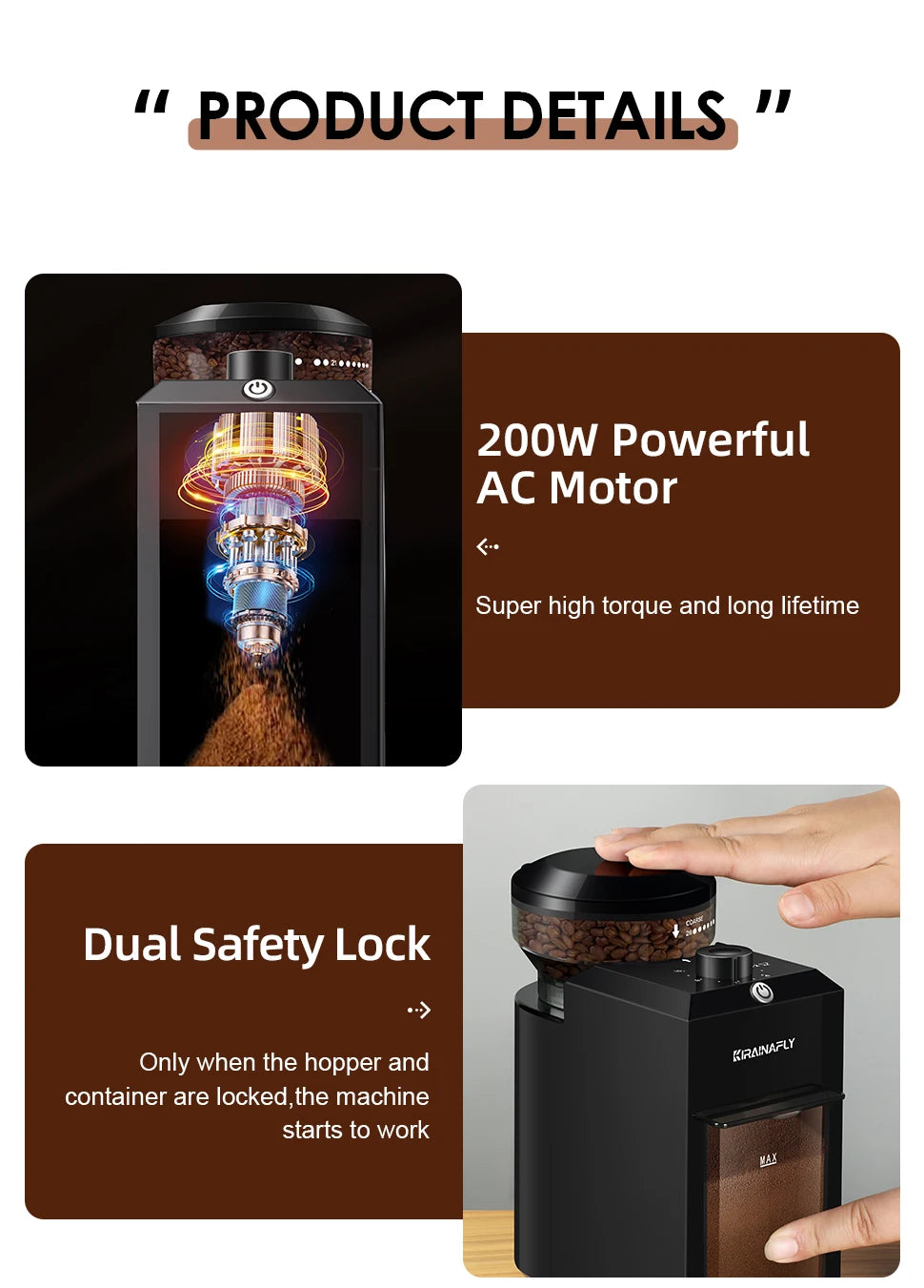 Automatic Burr Mill Coffee Grinder – 28-Setting Electric Coffee Bean Grinder