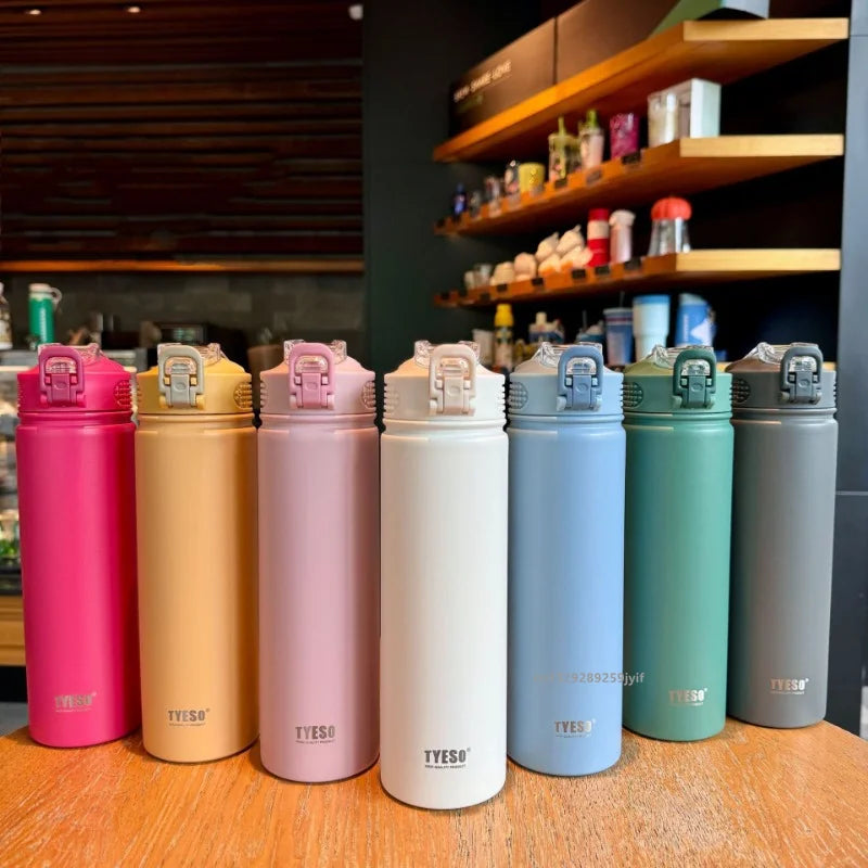 Stainless Steel Thermos Bottle with Straw – 600ml/750ml