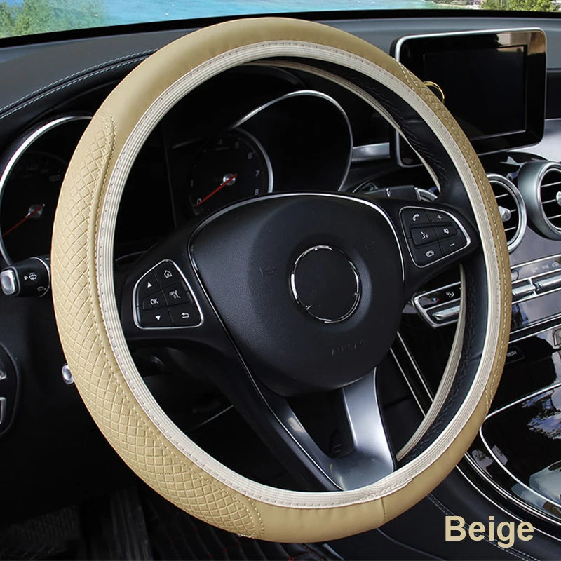 Universal Microfiber Leather Steering Wheel Cover (37-39cm)
