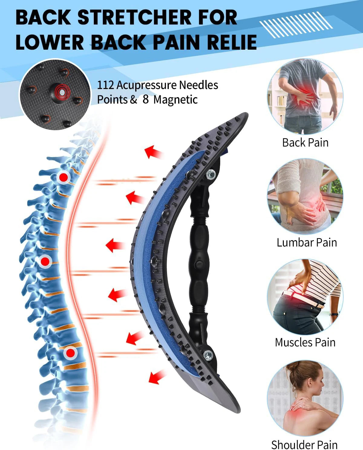 Adjustable Back Stretcher – Multi-Level Back Pain Relief Board