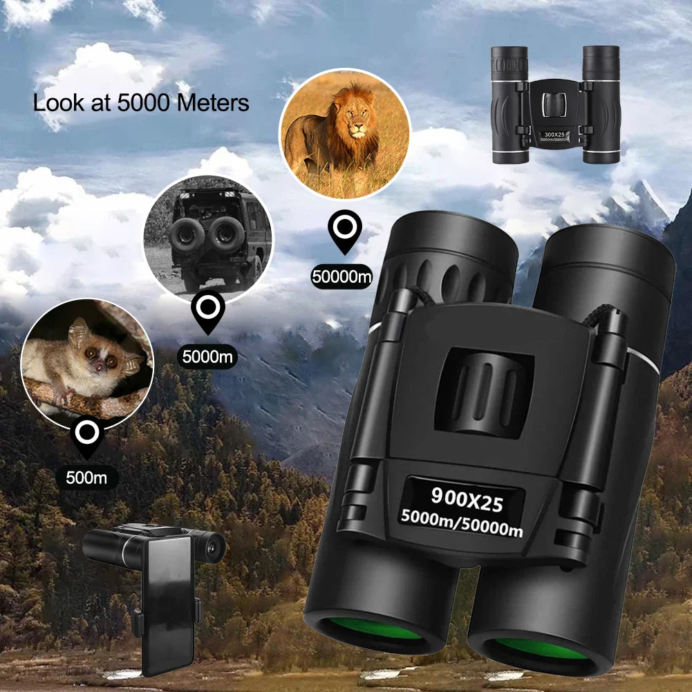 900x25 HD Zoom Binoculars – Portable Long Range BAK4 Telescope for Hunting & Camping