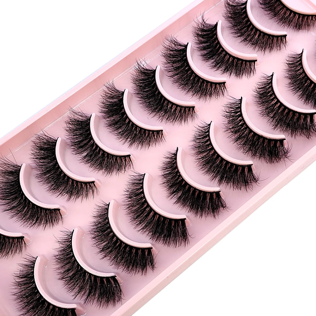 10 Pairs Faux Mink 3D Curly Eyelashes – Handmade Natural Look