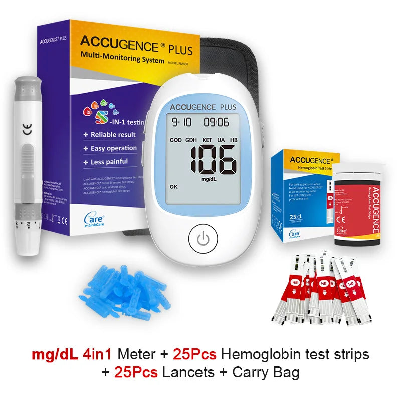 Multifunction Monitor Hemoglobin Blood Ketone Glucose Uric Acid Meter Test Strip