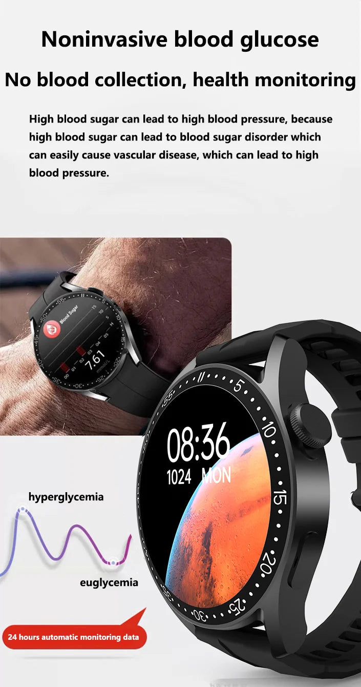 Smart Health Tracker Watch – Non-Invasive Glucose & Vital Monitoring