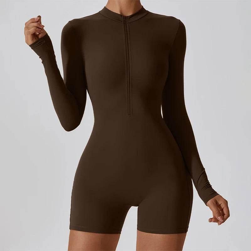 Women's Summer Zipper Workout Jumpsuit – Short Sports Tracksuit