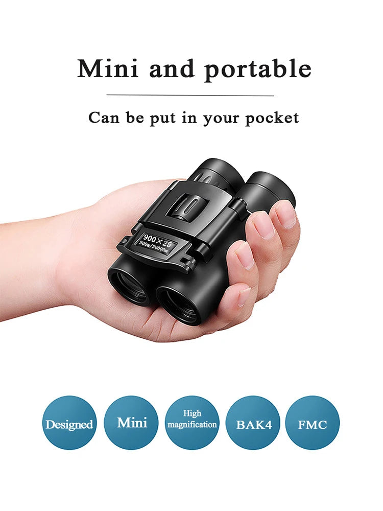 900x25 HD Zoom Binoculars – Portable Long Range BAK4 Telescope for Hunting & Camping