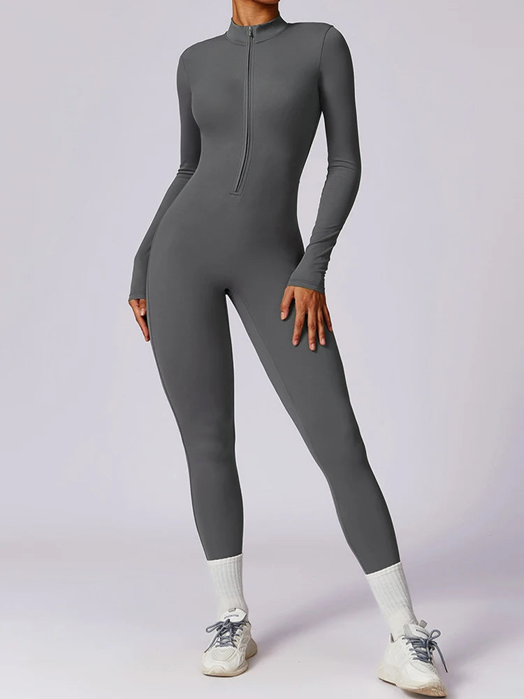 Women's Summer Zipper Workout Jumpsuit – Short Sports Tracksuit