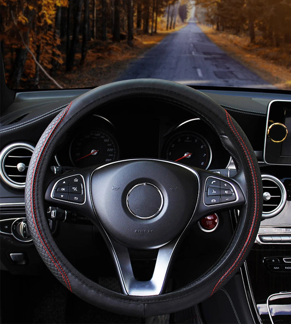 Universal Microfiber Leather Steering Wheel Cover (37-39cm)