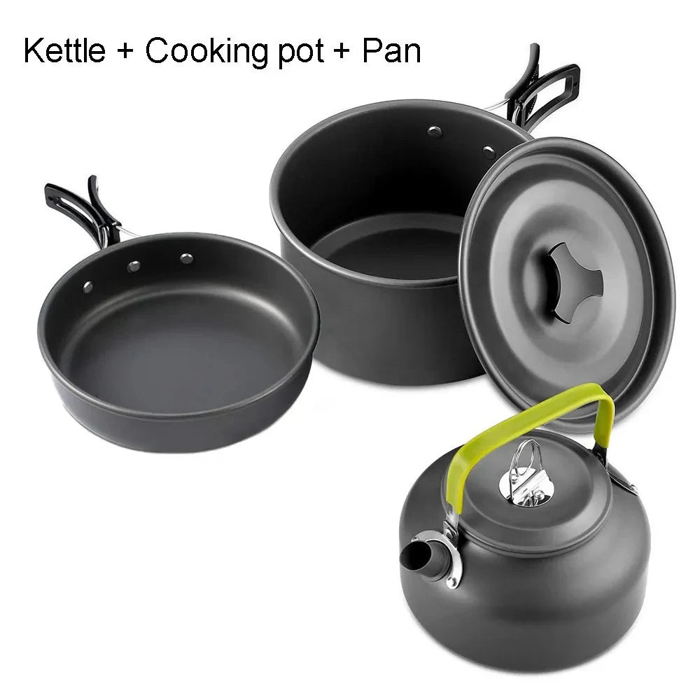 : Camping Cookware & Tableware Set – Non-Stick Outdoor Cooking Kit (2-3 People)