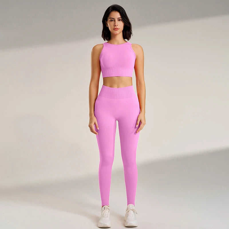 Women's Seamless Yoga Set – High-Waisted Leggings & Top