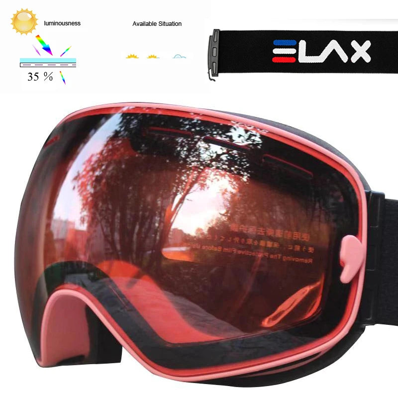 ELAX Brand Double Layers Anti-fog Ski Goggles Snowmobile Ski Mask Skiing Glasses Men Women Snow Googles Snowboard Sunglasses