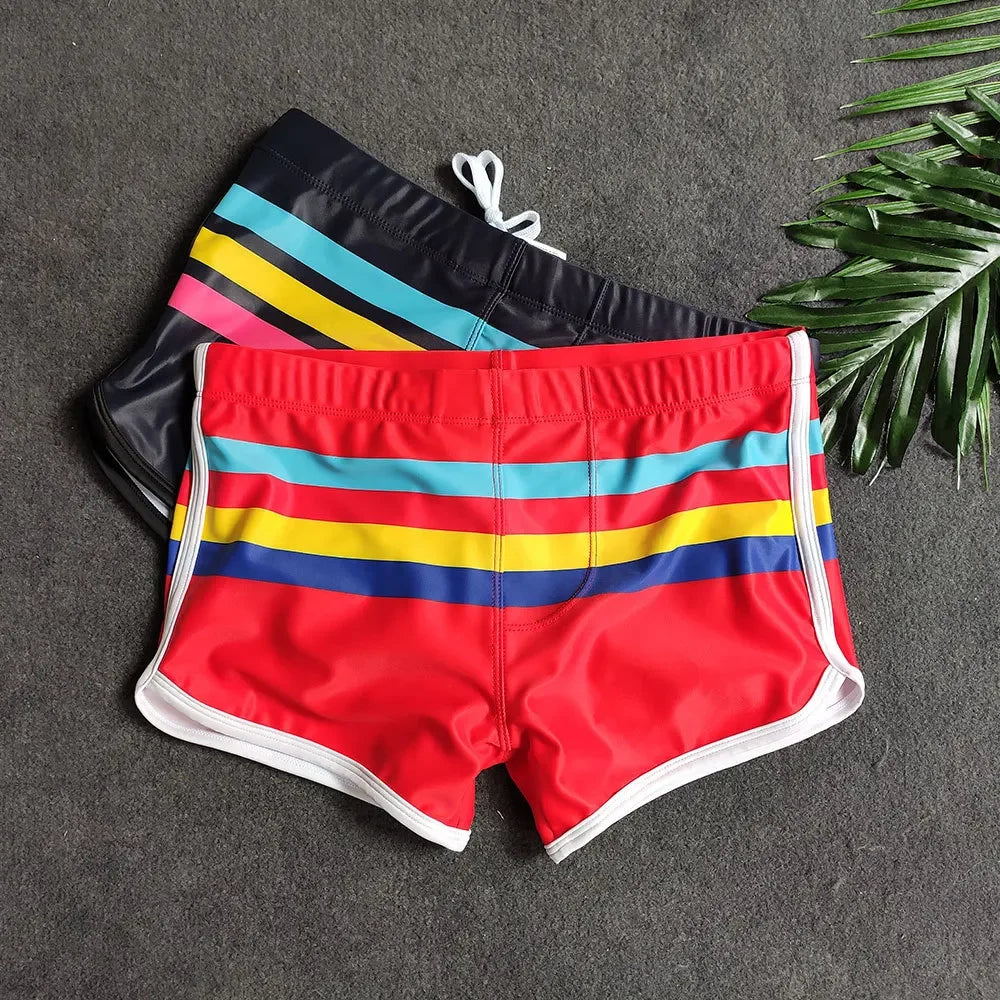 Men's Quick-Dry Swim Trunks – Striped Surf & Beach Shorts