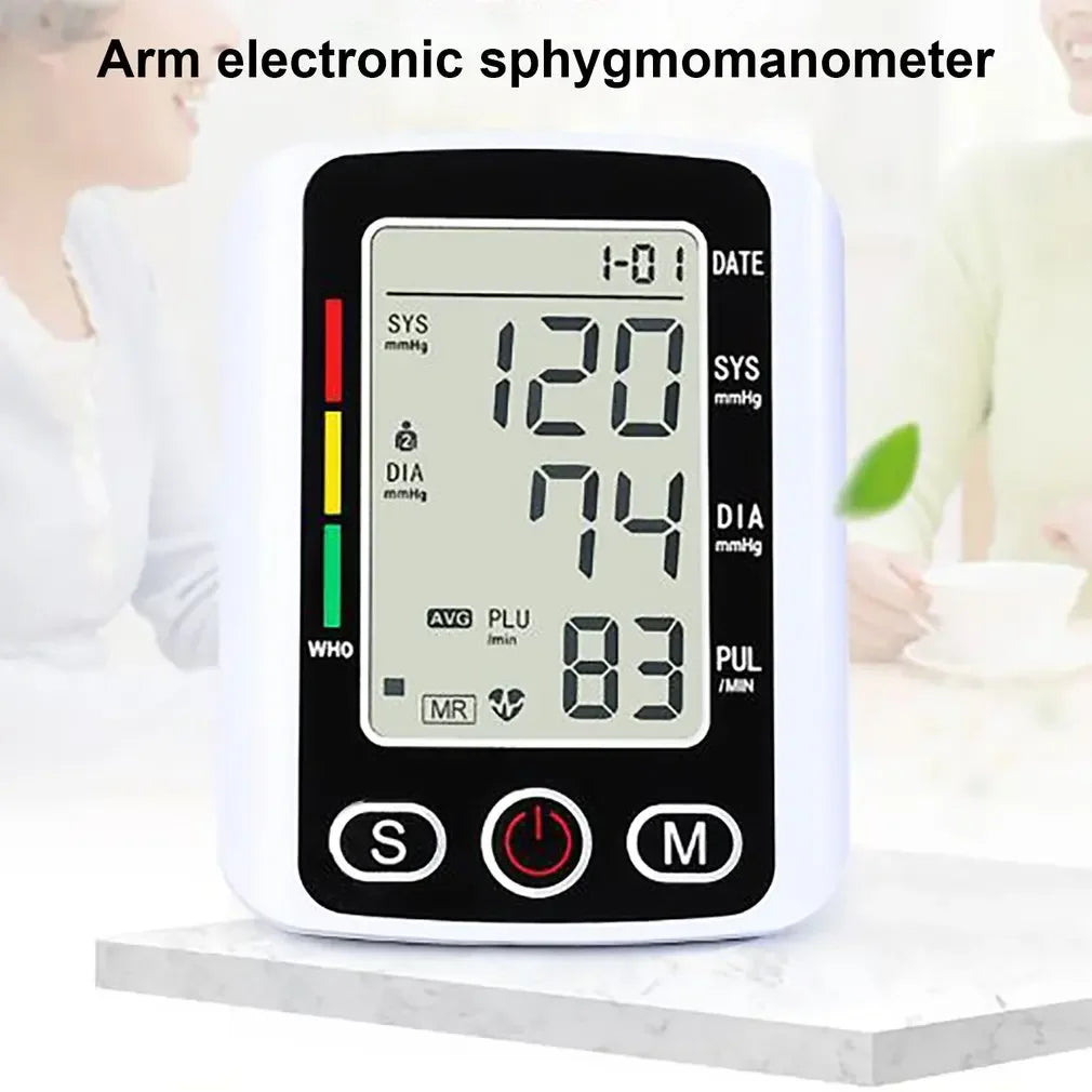 Portable Tonometer Digital Tensiometer Heart Rate Monitor Arm Blood Pressure Monitor BP Equipment Automatic Professional Medical