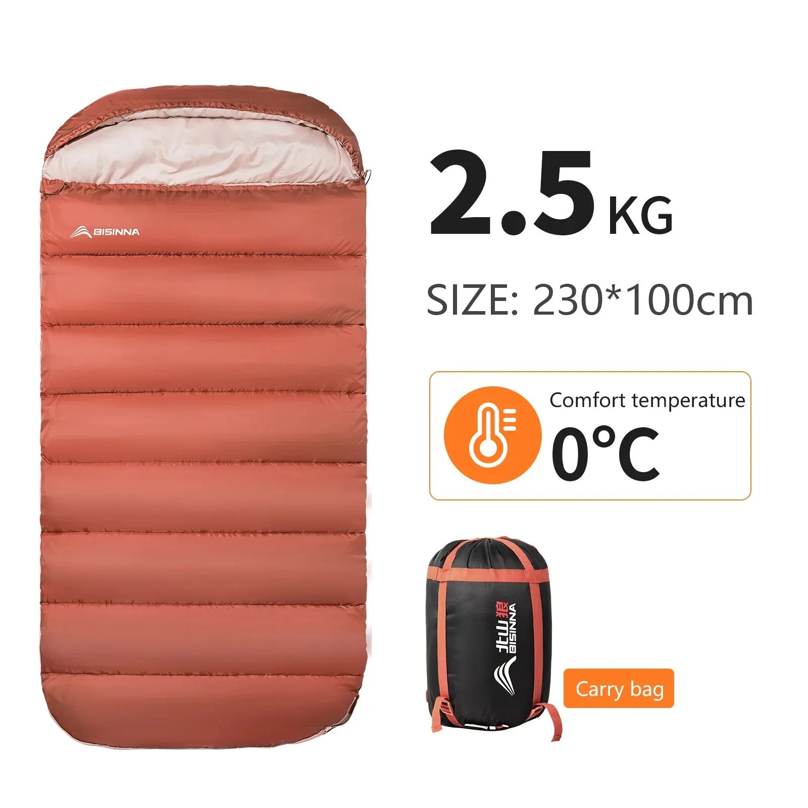 BISINNA Large Camping Sleeping Bag – Lightweight 3-Season Long Size