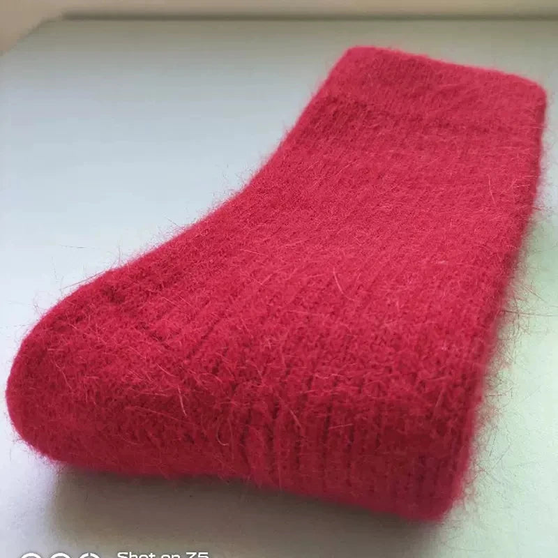 Wool Socks women's female Winter Warm Women Socks Super Thicker Solid Sheep Wool Against Cold Snow Thermal Socks Soft  1 Pairs