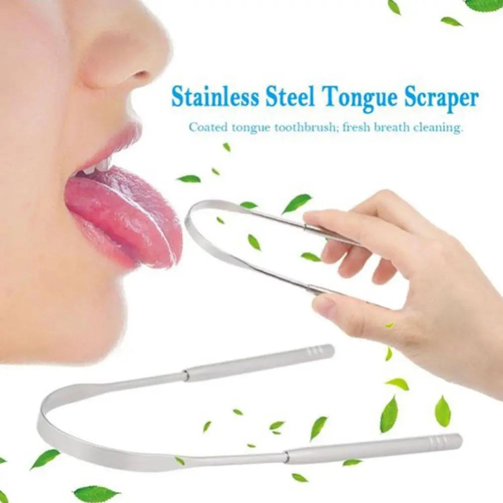 1Pcs Stainless Steel Tongue Scraper U-shaped Metal Fresh Breath Cleaning Coated Tongue Toothbrush Oral Hygiene Care Tools