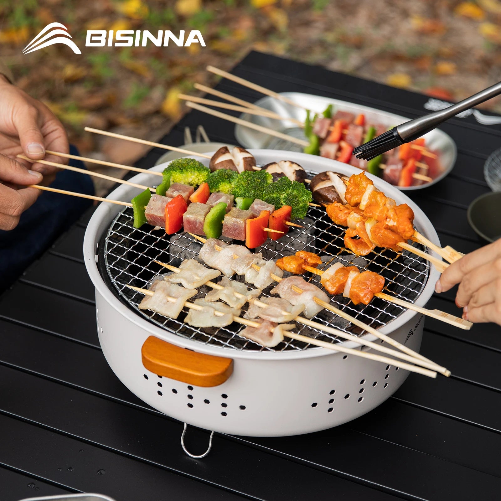 BISINNA Outdoor Fire Pit – Multi-Functional BBQ Grill for Camping & Bonfires