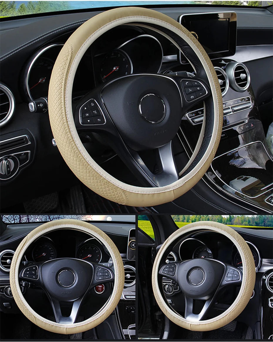 Universal Microfiber Leather Steering Wheel Cover (37-39cm)