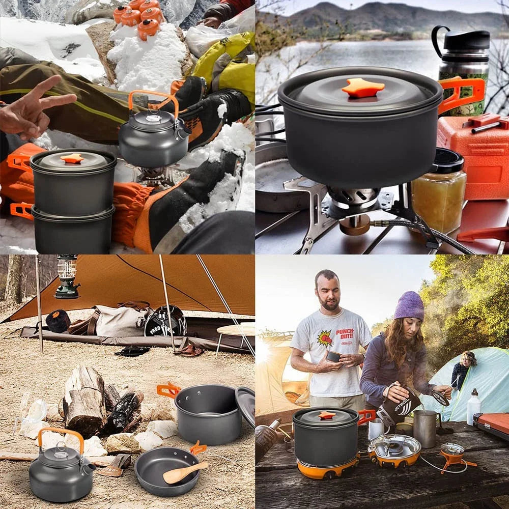 : Camping Cookware & Tableware Set – Non-Stick Outdoor Cooking Kit (2-3 People)