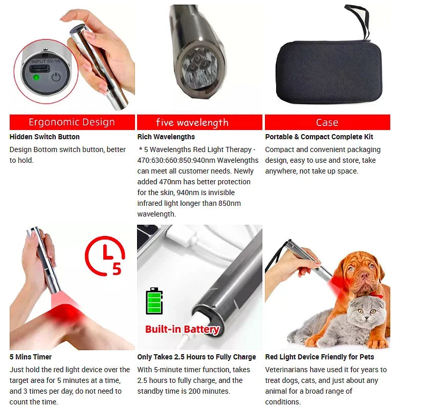 Handheld LED Therapy Device for Pain Relief & Healing