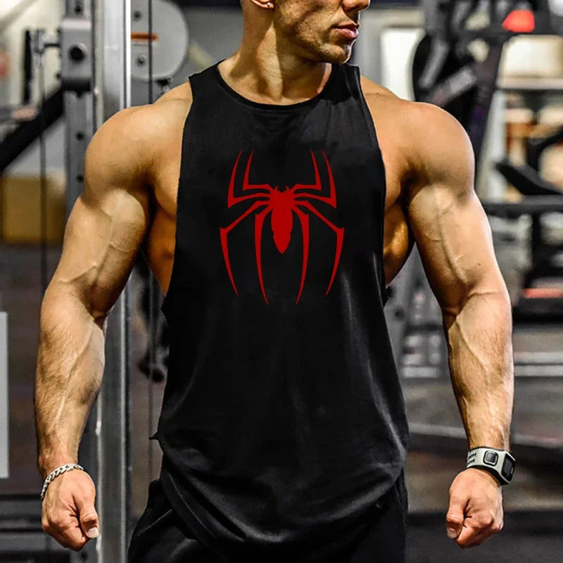 Men's Red Spider Printed Gym Tank Top