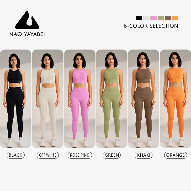 Women's Seamless Yoga Set – High-Waisted Leggings & Top