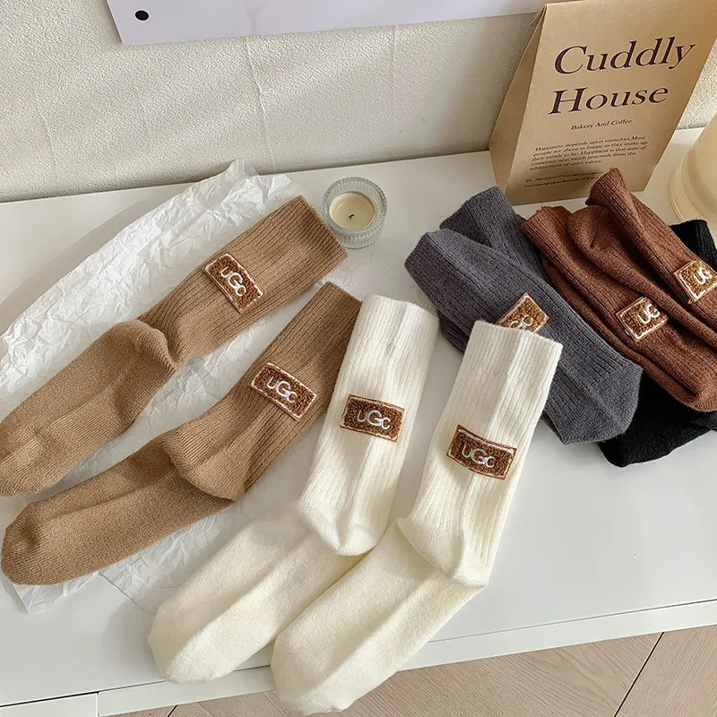 5 Pairs Winter Cashmere Wool Socks for Women: