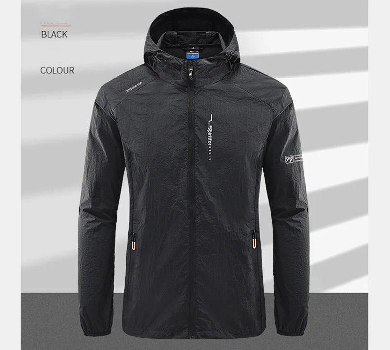 Summer Outdoor Quick Dry Sun-Protective Thin Jacket Men Hiking Fishing Cycling Hooded Gym Sport Windbreaker Ultra Light Coats