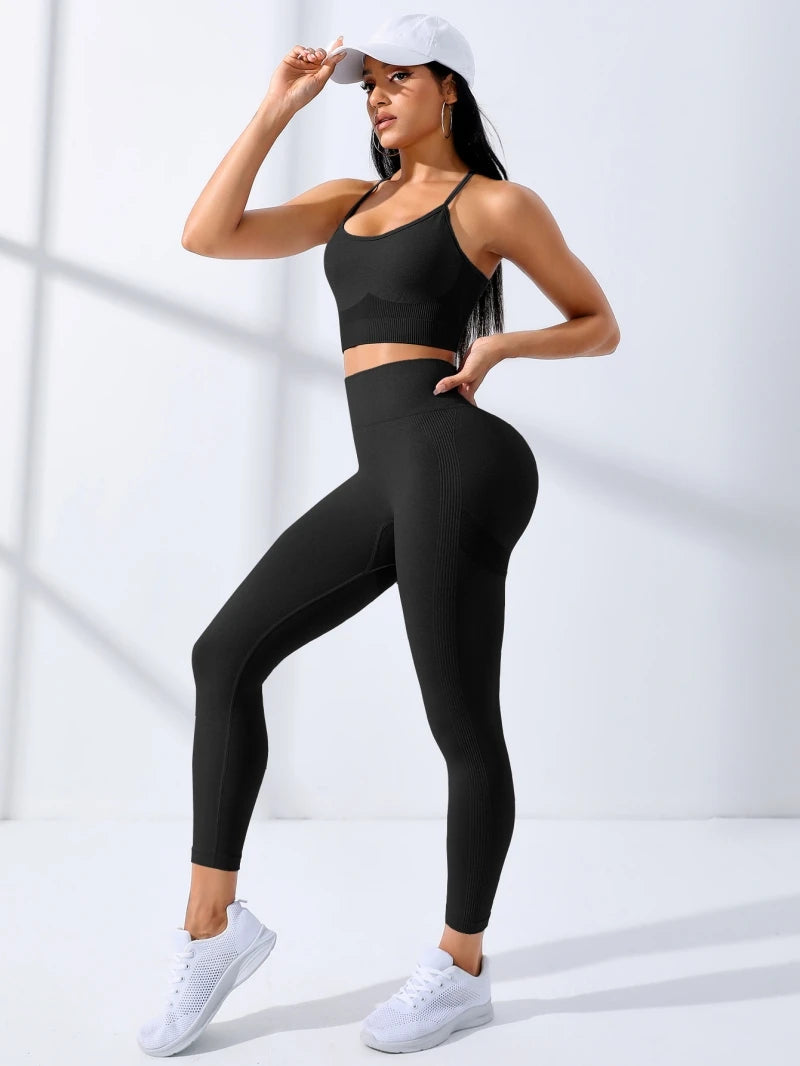 Women's Seamless Yoga Set – Stretch Sports Bra & Leggings