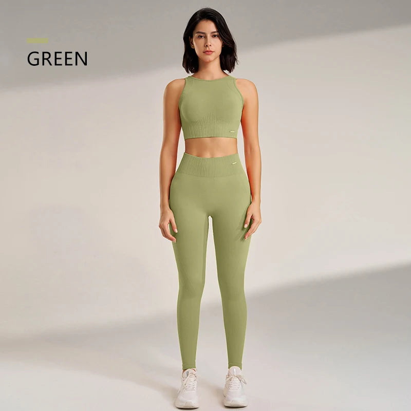 Women's Seamless Yoga Set – High-Waisted Leggings & Top