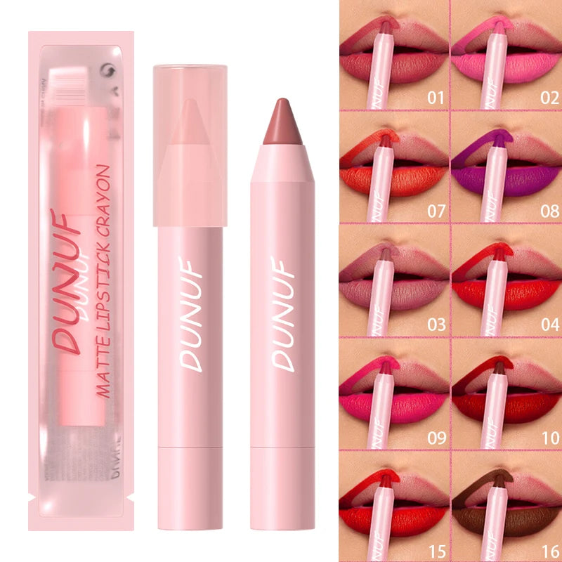 18-Colors Lipstick Pencil - Waterproof Sexy Red Matte Lip Contour Tint